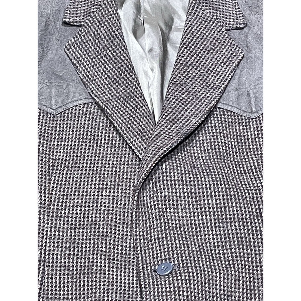 Vtg PENDLETON High Grade Western Wear Tweed Jacket 44 Wool Suede Patch - Picture 4 of 8